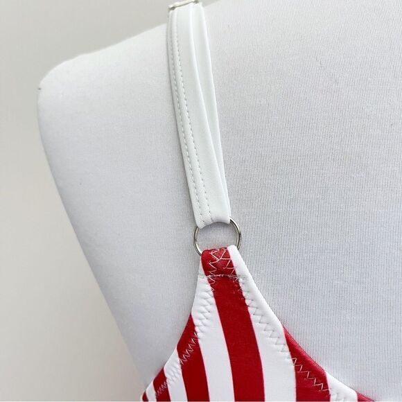 Patriotic USA American Flag Stars and Stripes Lattice One Piece Swimsuit - Picture 9 of 16